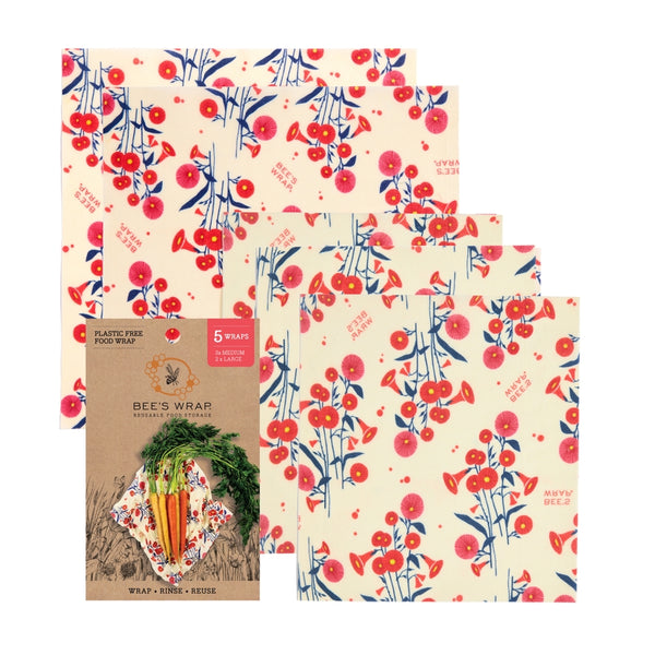 Sustainable Food Wrap - 5 Pack - Full Bloom - Bee's Wrap